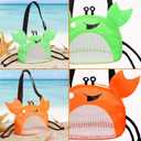 4PCS Beach Toy Mesh Shovel and Mesh Beach Bag Seashell Bag,for Sand Filter & Collect Shells,Sand Sifter Shell Collecting Tools(Green-Orange Crab)