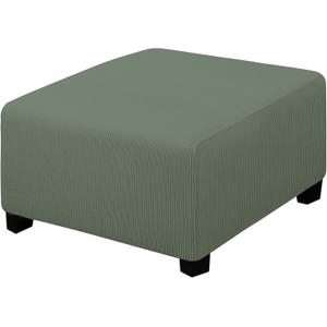 Easy-Going Stretch Ottoman Cover Folding Storage Stool Furniture Protector Soft slipcover with Elastic Bottom (30X30X15In,Greyish Green)