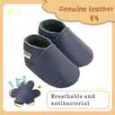 Mejale Baby Moccasins Boy Infant Shoe Toddler Leather Soft Sole Slipper Prewalker Light First Walking Crawling Blue Shoes,12-18 Months, L