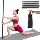Yoga Stick 5ft, Adjustable Stretching Stick with 4 Steel Rods, Non-Slip Handle and Exercise Guide for Stretching and Exercise Physical Therapy, Pilates, Multi-Functional Fitness Stick