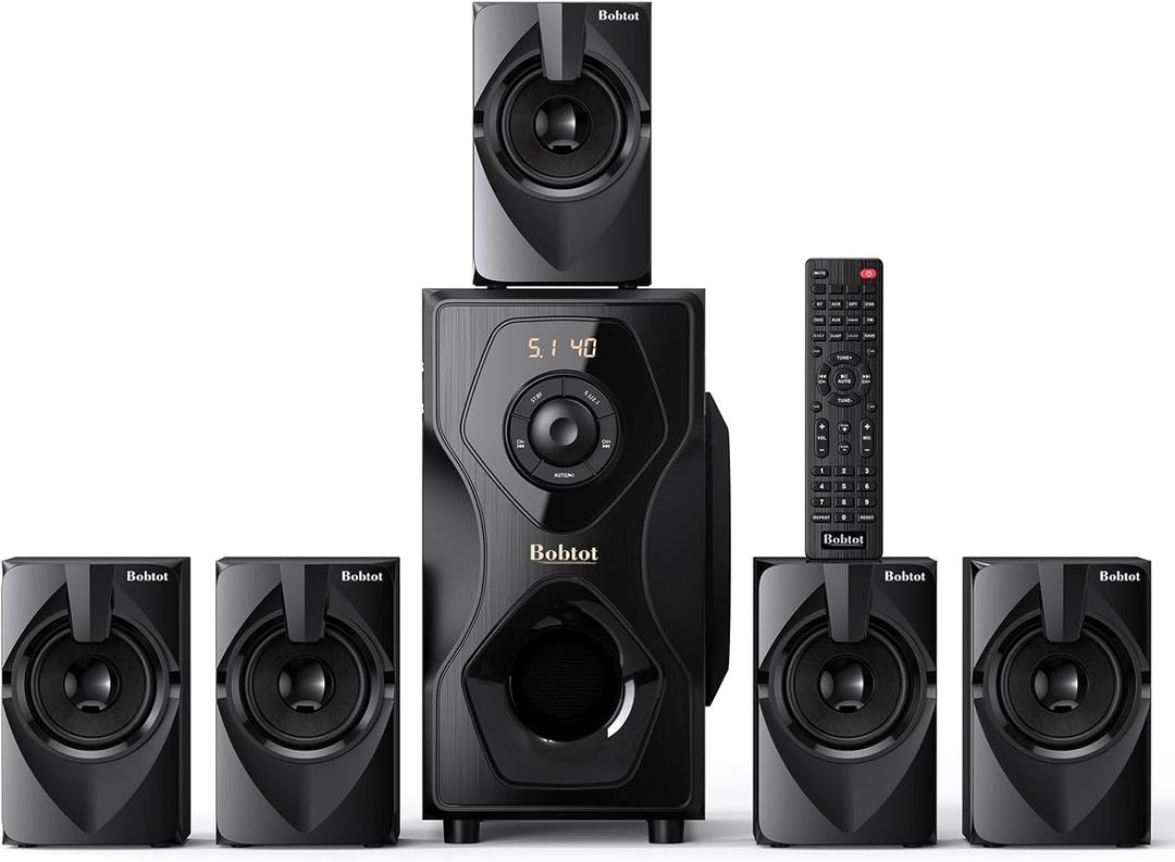 Bobtot Surround Sound Speakers Home Theater Systems - 700 Watts Peak Power 5.1/2.1Wired Stereo Speaker System 5.25" Subwoofer Strong Bass with Bluetooth ARC Optical Input