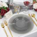 FLOWERCAT 100PCS Clear Black Plastic Plates Disposable Plates for Christmas Party/New Year - Heavy Duty Plastic Plates - 10" &7" Plate for 50 Guests New Year Parties and Events (Smoke Gray)