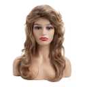 Sallcks Womens 80s Blonde Wig Long Layered Blonde Wigs with Bangs 80s Vintage Cosplay Costume Disco Hair Wig