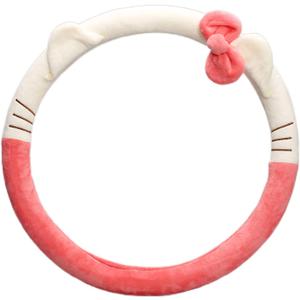 Cute Car Steering Wheel Cover, Universal Fit 15 Inch Soft Comfortable Plush Anti Slip & Odor Free Car Wheel Protector for Women Girls Pink