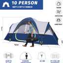 UNP Camping Tent 10-Person-Family Tents, Parties, Music Festival Tent, Big, Easy Up, 5 Large Mesh Windows, Double Layer, 2 Room, Waterproof, Weather Resistant, 18ft x 9ft x78in (Dark Blue)