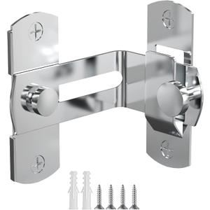 90 Degree Stainless Steel Latch, Protect Privacy - Security Barn Door Lock, Hook Lock Latch for Barn, Garden, Bathroom, Outdoor, Garage, Window, Sliding Door(1 Silver)