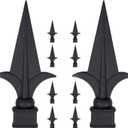 10Pcs Metal Trident Fence Toppers - Fits 1" Square Post Black Fences Finials Fence Caps for Garden Yard Lawn Iron Picket Fences Spire Decoration