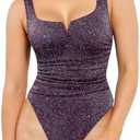 Popilush Sparkly Tops for Women - Square Neck Shapewear Bodysuit Tummy Control Sleeveless Body suit Going Out Tank Tops Size M