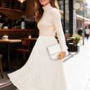 Sequin Tulle Skirts for Women Sparkly Midi Flowy A-Line Party Skirt Layered Skirts (White)