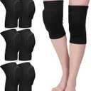 Eurzom 3 Pairs Dance Knee Pads Women Protective Non-Slip Knee Pads for Yoga Cheerleading Pole Floor Dance Volleyball (M, Black)