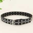 Women's Vintage Zip Rivet Studded Belts PU Leather Western Punk Waist Belts for Jeans (Black)