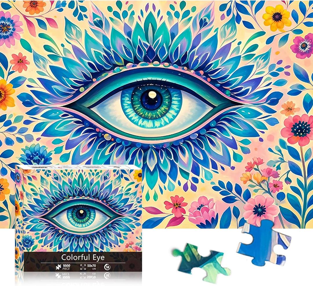 GIVEITALL 1000 Pieces Puzzles for Adults Kids,Flower Eyes Jigsaw Puzzle 1000 Pieces,High Difficult Challenging Puzzles Large Piece Colorful Art Family Decoration Gifts Puzzle (Flower Eyes)