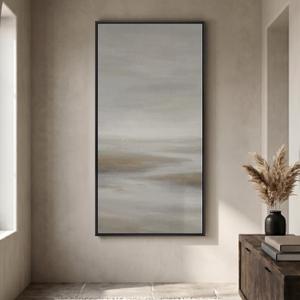 Large Framed Neutral Abstract Wall Art, Modern Vertical Canvas Prints Paintings Artwork for Walls, Grey Brown Minimalist Landscape Pictures Wall Decor for Hallway Living Room Dining Room, 30x60 In