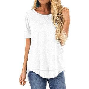 JomeDesign Summer Tops for Women Short Sleeve Side Split Casual Loose Tunic Top,  3X-Large, Crewneck White