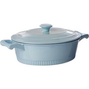 KitchenAid KCTI40CRGB Traditional Cast Iron Casserole Cookware, 6 quart, Glacier Blue