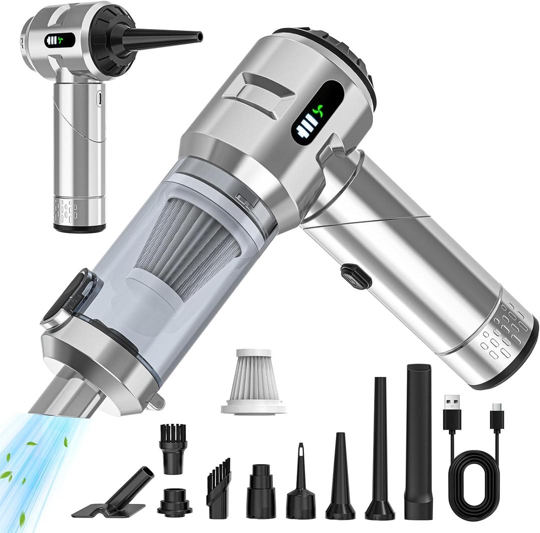 Upgraded VersionSycoodeal Car Vacuum Cleaner,Mini Portable Vacuum Cordless,25000PA Powerful Strong Cyclonic Suction USB Rechargeable Foldable Handheld Vacuum with One-touch Dust Removal for Car,Home