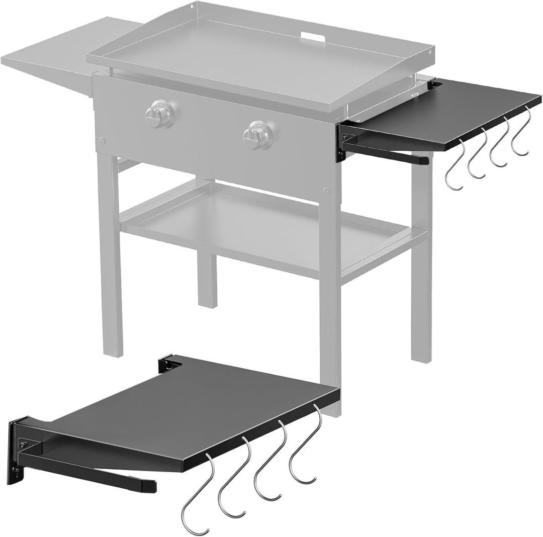 Petrirufun Foldable Griddle Side Shelf for Blackstone 28" Griddles, Large Griddle Side Table with Paper Towel Holder, 4 Utensil Hooks, Grill Accessories for Blackstone 28 Inch Griddles