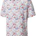 Men's Golf Polo Shirts Dry Fit Short Sleeve Print Performance Collared Polo Shirts, 3XL