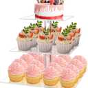 YestBuy 3 Tier Cupcake Stand, Clear Cupcake Display Stand, Acrylic Cupcake Tower for 24 Cupcakes, Premium Cupcake Dessert Muffin Holder for Pastry Wedding Birthday Party Baby Shower