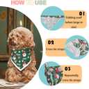 2 x Christmas Dog Bandanas,Reflective Dog Bandana for Night Safety,Adjustable Santa Claus Dog Scarf Triangle Boy and Girl Pet Scarves for Medium Dogs,Green,M