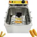 110V Multifunctional fryer 12L Hot Dog Sausage Fryer Commercial Deep Fryer Stainless Steel Countertop Fryer for Frying Cheese Sausage and Ham Sausage
