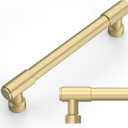 Amerdeco 10 Pack Brushed Gold Cabinet Pulls 5 Inch(128mm) Hole Center Drawer Pulls Cabinet Hardware Kitchen Cabinet Handles for Bathroom ZH0075