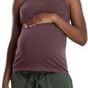 Motherhood Maternity Women's Clip Down Nursing Tank Top Cami with Adjustable Straps and Built-in Shelf Bra for Breastfeeding (Brown, S)