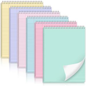 gisgfim 6 Pcs Pastel Top Bound Spiral Notebooks 8.5" x 11" College Ruled Aesthetic Legal Pad Top Spiral Steno Pads Colored Paper Assorted Covers Spiral Notebook for Writing School Office Supplies