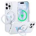 Peerock for iPhone 16 Pro Max Case with 360°Spin Magnetic Stand[Fit for MagSafe][Rotatable Ring Holder][Full Camera Protection] Adjustable Kickstand iPhone Case for iPhone 16 Pro Max 6.9", White