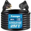 Kanayu 25ft 30A NEMA 6-30 Extension Cord, 6-30P Male Plug to 6-30R Female Receptacle Power Cord with Handle for Welder Compressor Heater, STW 10 AWG/3C, 250V, 7500W, ETL Listed