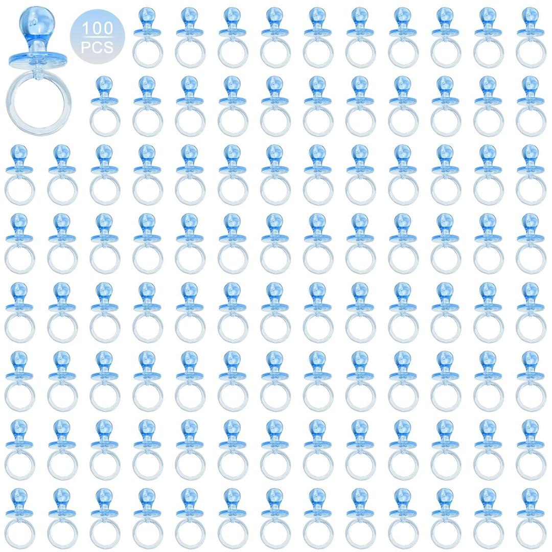100 Pieces 2.75 Inch Plastic Pacifier for Baby Shower, Baby Shower Pacifier for Gender Reveal Party Decoration DIY Birthday Party Gift (Blue)