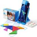 7 x STEM Toys for Kids Ages 4-6, AR Tangram Puzzles with 1000+ Combinations & 20 Cognitive Cards, Food-Grade Silicone Sensory Toy, Interactive Family Games & Meaningful Screen Time Alternative
