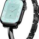 Missair Thin Band Compatible with Apple Watch 38mm 40mm 41mm 42mm 44mm 45mm 46mm 49mm for Women, Slim Bracelet Designer Dressy Stainless Steel Metal Strap for iWatch Series 10 9 8 7 6 5 4 3 SE Ultra (Black)