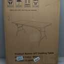 1 Set 6 FT Rectangle Folding Table with Carrying Handle, Lightweight Fold-in-Half Utility Table, with Matching Black Stretch Spandex Covers, Ideal for Weddings, Parties, Camping, Banquets, Crafts