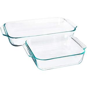 Pyrex 2Piece Basics Value Pack1-Basics 8"/2 dish1-Basics 3 Quart Oblong Bake Dish, 2.2, Clear
