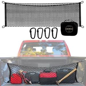 Truck Bed Cargo Net - 50"x18" - Envelope Style Truck Bed Organizer and Divider- Heavy Duty Pickup and SUV Storage for Groceries, Bags, Tools, Boxes, Accessories - 4 Metal Carabiners and Storage Bag