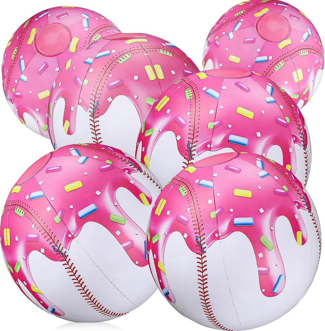 6 Pcs Inflatable Baseball, 10 Inch Ice Cream Drip Mini Beach Balls for Summer Outdoor Pool Beach Birthday Sports Baseball Drip Gender Reveal Party Decoration
