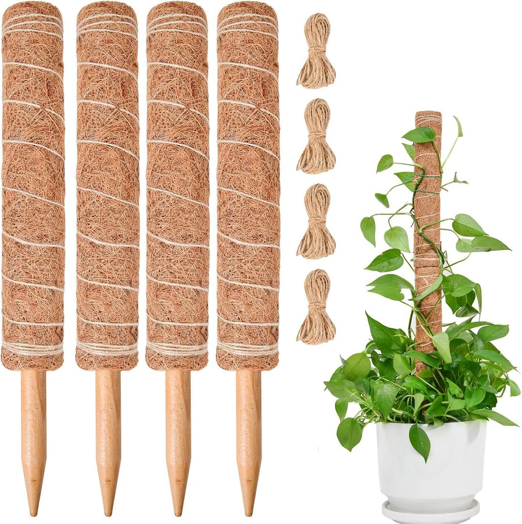 49 inch Tall Moss Pole for Plants, SproutMaven 4 Pieces of 16 Inch Monstera Moss Pole kit for Indoor Outdoor Climbing Plants Lianas to Grow Upwards