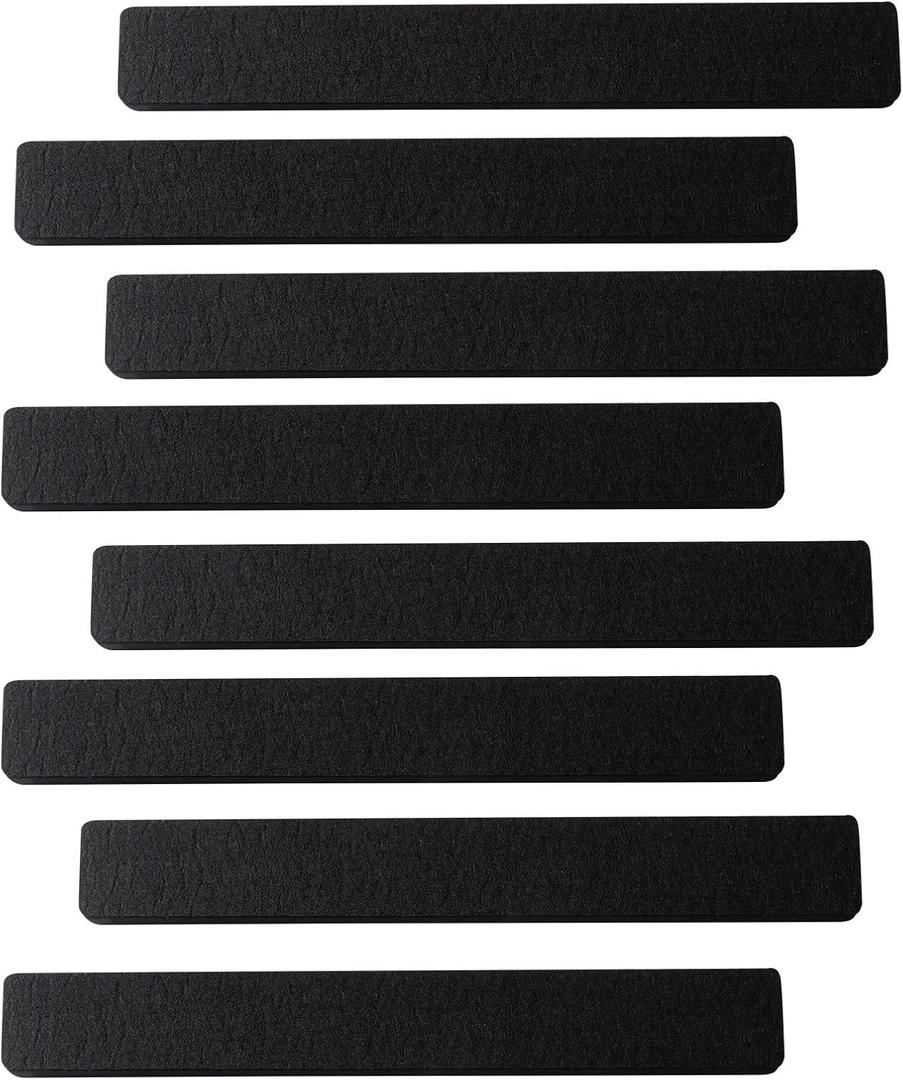 8Pcs Felt Board Tile Bulletin Board Bar Strip for Wall, Self-Adhesive Memo Pin Board with 24Pushpins, Corkboard Strip for Office Home Classroom(Black)