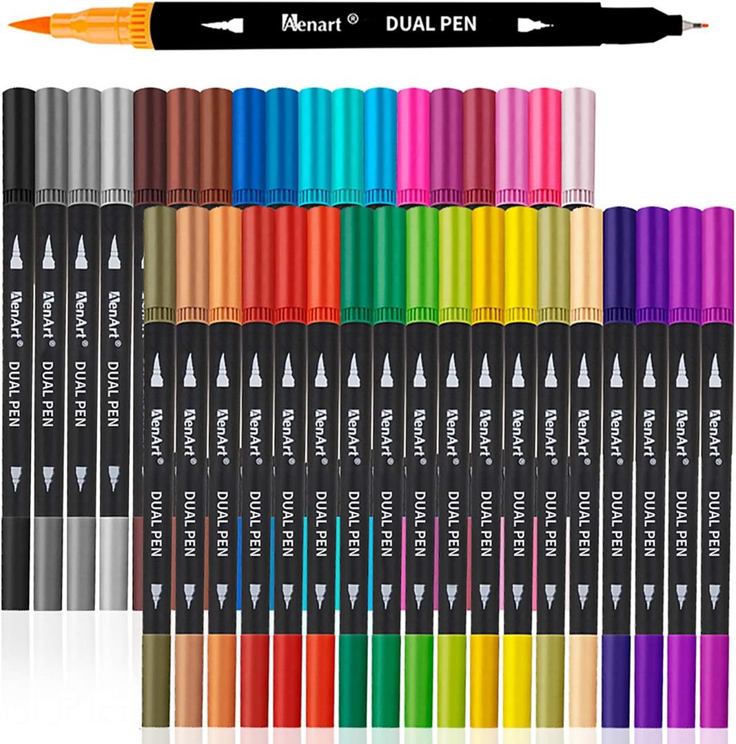 Dual Markers Brush Pens Stocking Stuffers, 36 Art Markers Christmas Gifts for Teens, Double Tip Colored Pen for Adult Coloring Books Art Suppliers