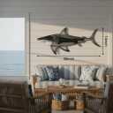 LIFFY Metal Shark Wall Decor, 36 Inch Large Fish Wall Art with Glass Accents, Hanging Ocean Theme Artworks Sculpture Decorations for Indoor Outdoor, Unique Nature Gift for Sharks Lover