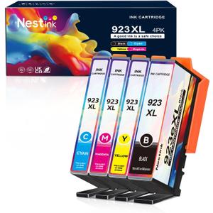 923 XL High Yield Ink Cartridges Combo Pack Replacement for HP 923 / 923e XL Ink Cartridges Work with for HP OfficeJet Pro 8120/8123/8130/8133 Printer a Set of (4 Pack BK/C/Y/M)