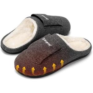 Dr.Warm Heated Slippers for Women Men, 5000mAh Rechargeable Battery Heating Shoes with Anti-Skid Rubber Sole, Thermal Electric Fuzzy Slippers Foot Warmer for Cold Winter XL