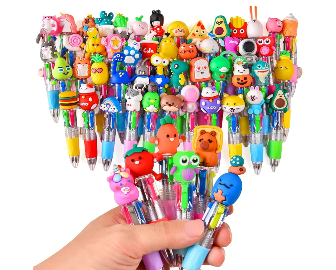 60Pcs Mini Multicolor Pens in One 4-in-1, Cute Pens Bulk for Party Favors, Back To School Gifts Delightful Ballpoint Pen Classroom Prizes