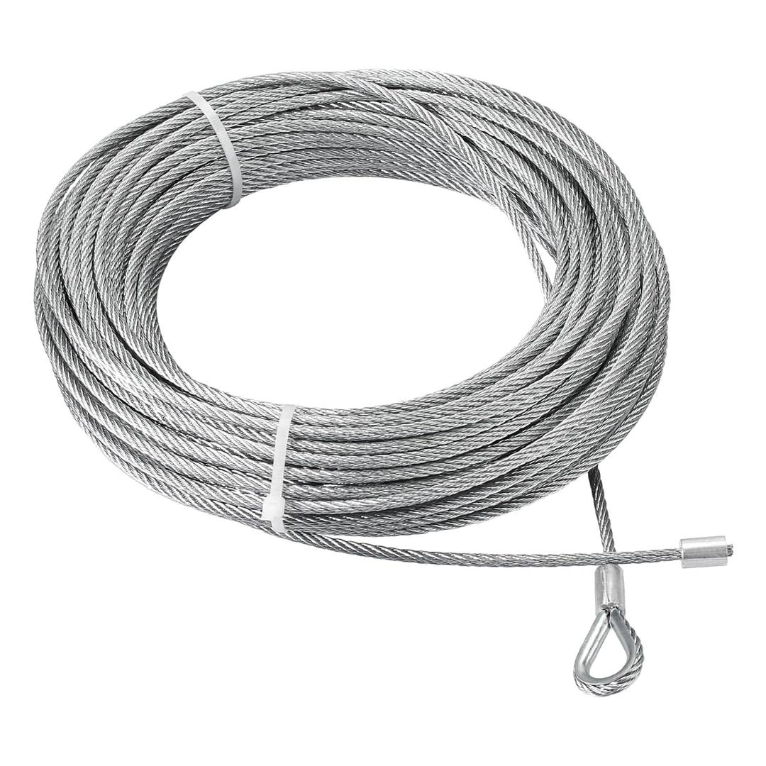 100 Foot Steel Replacement Cable Fit for TranzSporter Ladder Hoist, 200 and 250 Pound Platform Elevator 5/32" Galvanized Cable with Braided Eyelet End, TP-250, LH200, LH2000 Hoists Cable