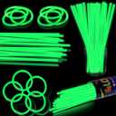 100 pk 8" Glow Sticks Bulk Party Favors, Light up Glow Necklaces & Bracelets in the Dark Party Supplies For Christmas Halloween St. Patrick Birthday Neon Party (100 * Green)