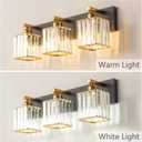 Modern Bathroom Vanity Light 3-Lights Black Gold Crystal Bathroom Wall Light Vanity Light Fixtures20.47-inch Modern Minimalist Design