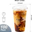 Dealusy 100 Pack - 24 oz Clear Plastic Cups with Lids, Sturdy & Food Safe Iced Coffee Cups with lids, Disposable Plastic Smoothie Cups for Cold Drinks, Sip Lids