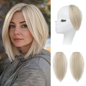 REECHO Clip in Hair Volumizer, Short Thick Clip in Hairpieces Adding Extra Hair Volume Extensions for Women with Thin Fine (Ash Blonde, 8 Inch(Pack of 2))