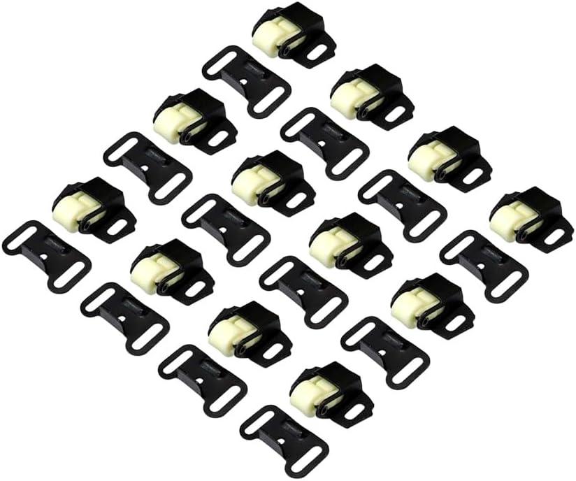 QCAA Single Roller Wheel Spring Cabinet Furniture Closet Door Catch Latch, Matte Black, Made in Taiwan, 12 Pack